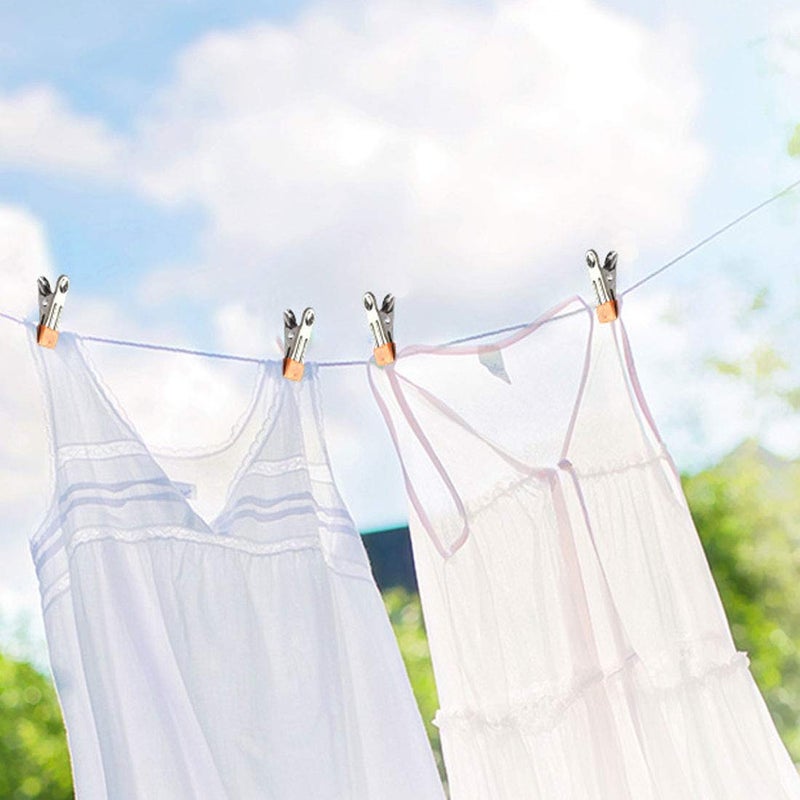 FOMMEN Stainless Steel Clothes Pins: 30 Packs Metal Beach Towel Clips  Pool Cover Clips Heavy Duty Close Pins  Hanging Towel Clamp Cloth Clips Beach Chair Towel Clip - Image 5